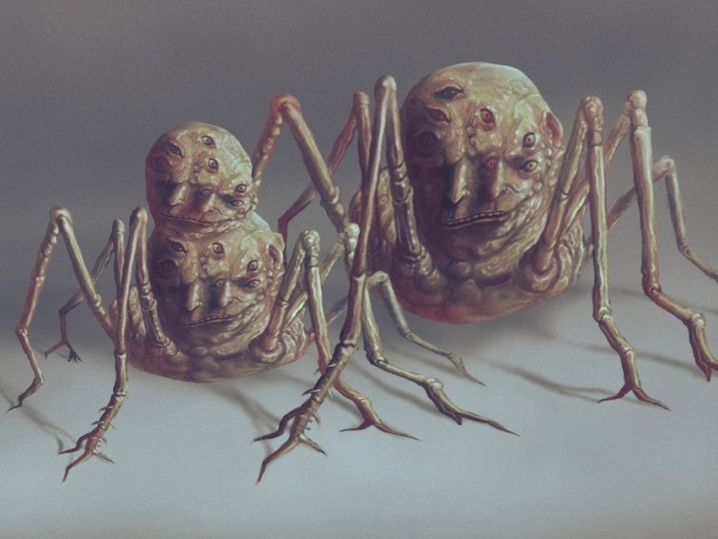3D-Illustrationen gruseliger Horror-Spinnen
