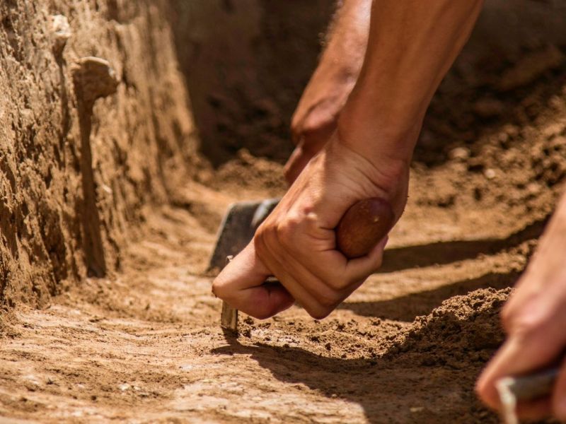 Aufnahme einer archäologischen Ausgrabung.