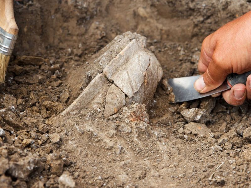 Foto einer archäologischen Ausgrabung.