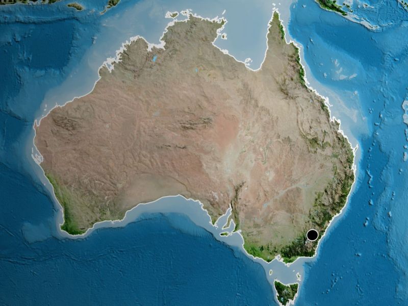Umriss von Australien auf einer Weltkarte