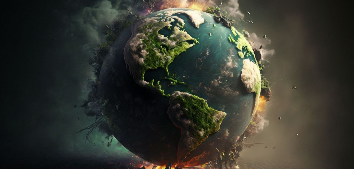 Grafische Darstellung der Erde im Klimawandel.