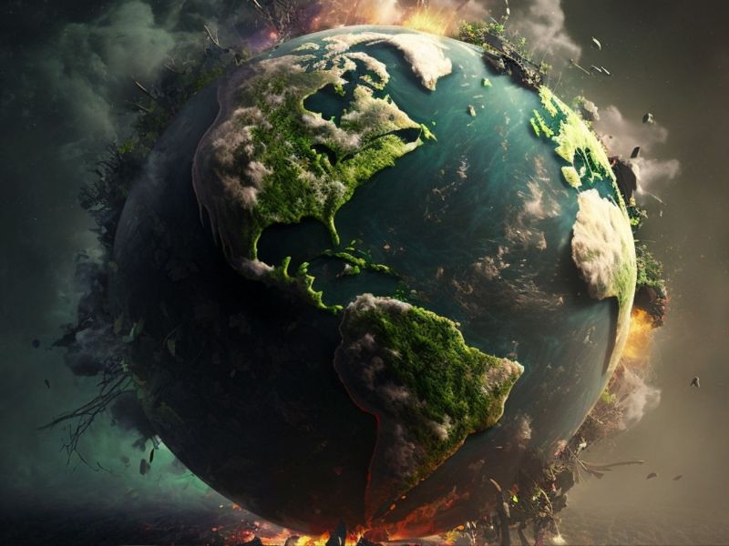 Grafische Darstellung der Erde im Klimawandel.