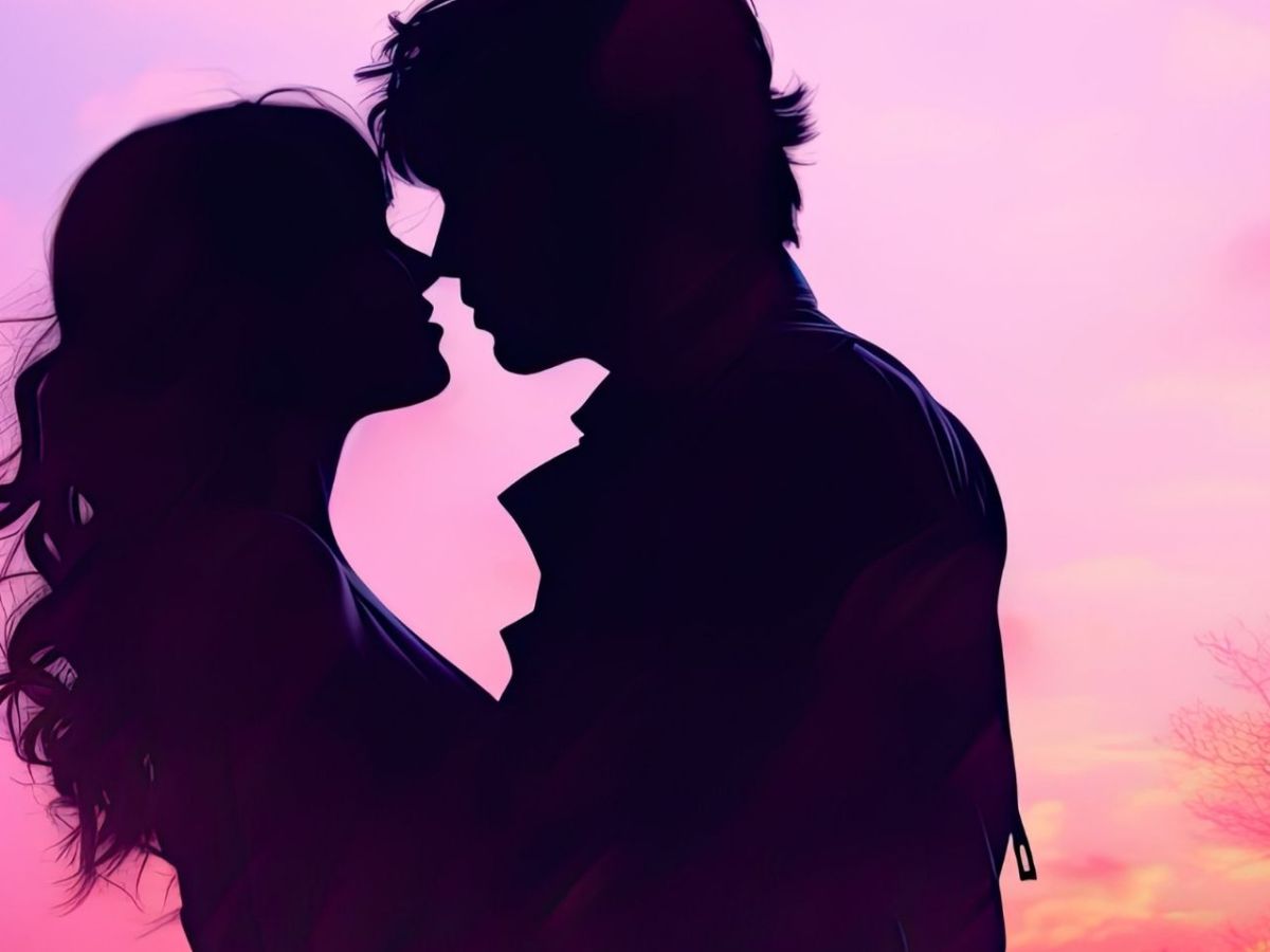 Silhouette eines Paares.