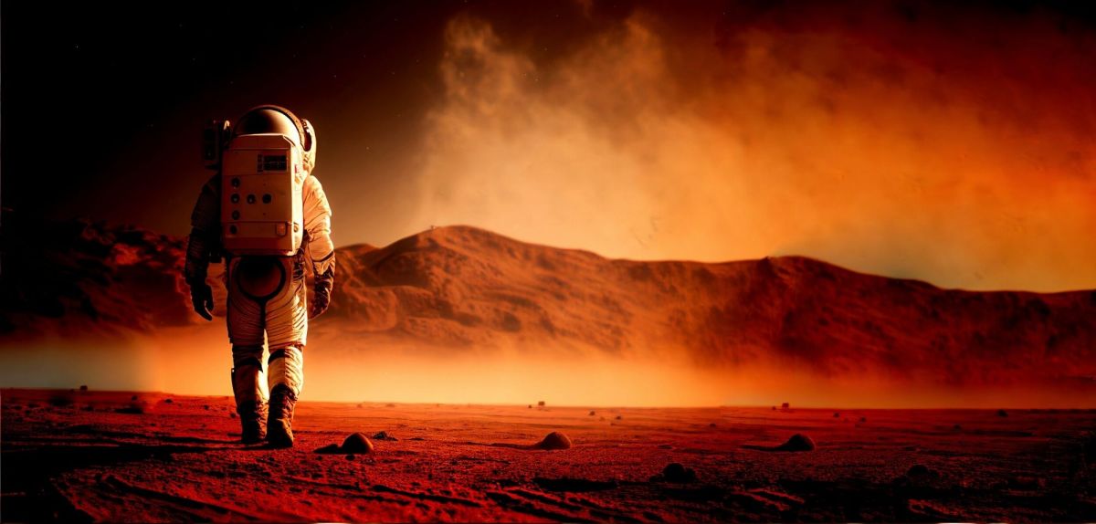 Astronaut auf der Marsoberfläche.