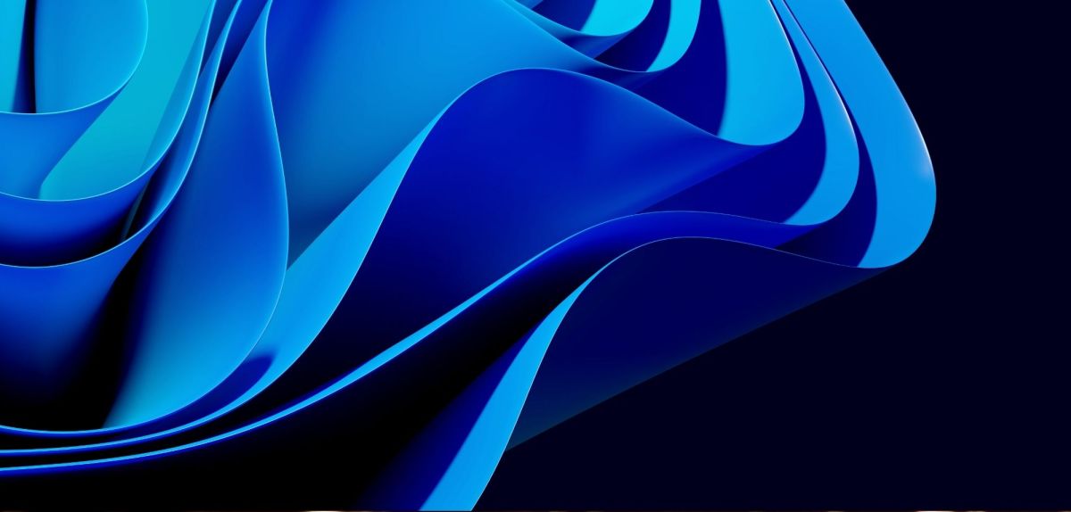 Abstrakte blaue Linien, die eine Art Blüte bilden und dem Windows 11 Design ähneln
