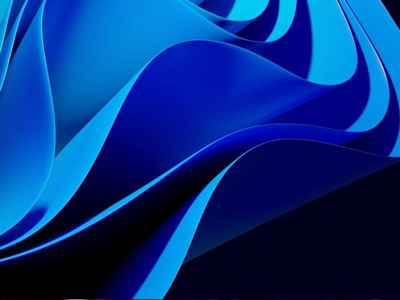 Abstrakte blaue Linien, die eine Art Blüte bilden und dem Windows 11 Design ähneln