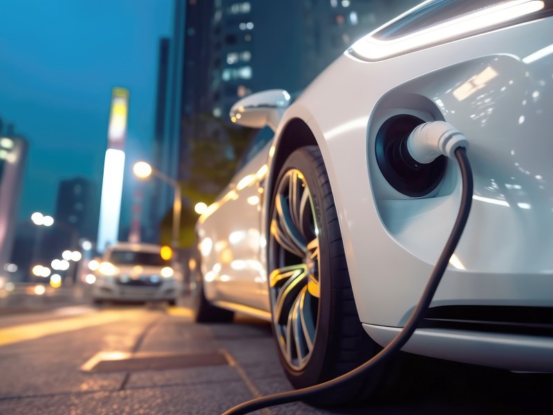 Elektroauto am Ladekabel