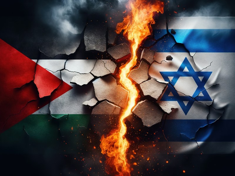 Die Flaggen Palästinas und Israels