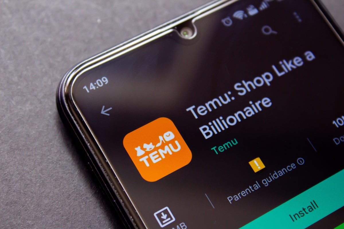 Shopping-App Temu auf Smartphone geöffnet.