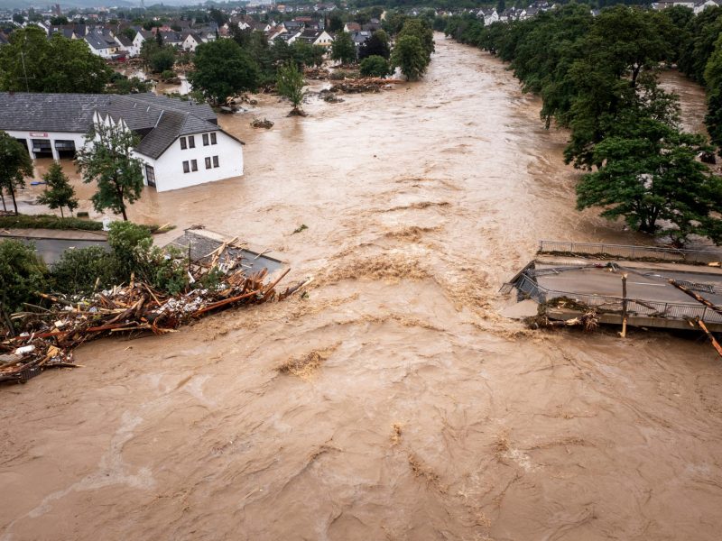Zerstörerisches Hochwasser im Ahrtal, 2021.