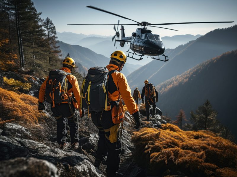 Bergrettung mit Hubschrauber.