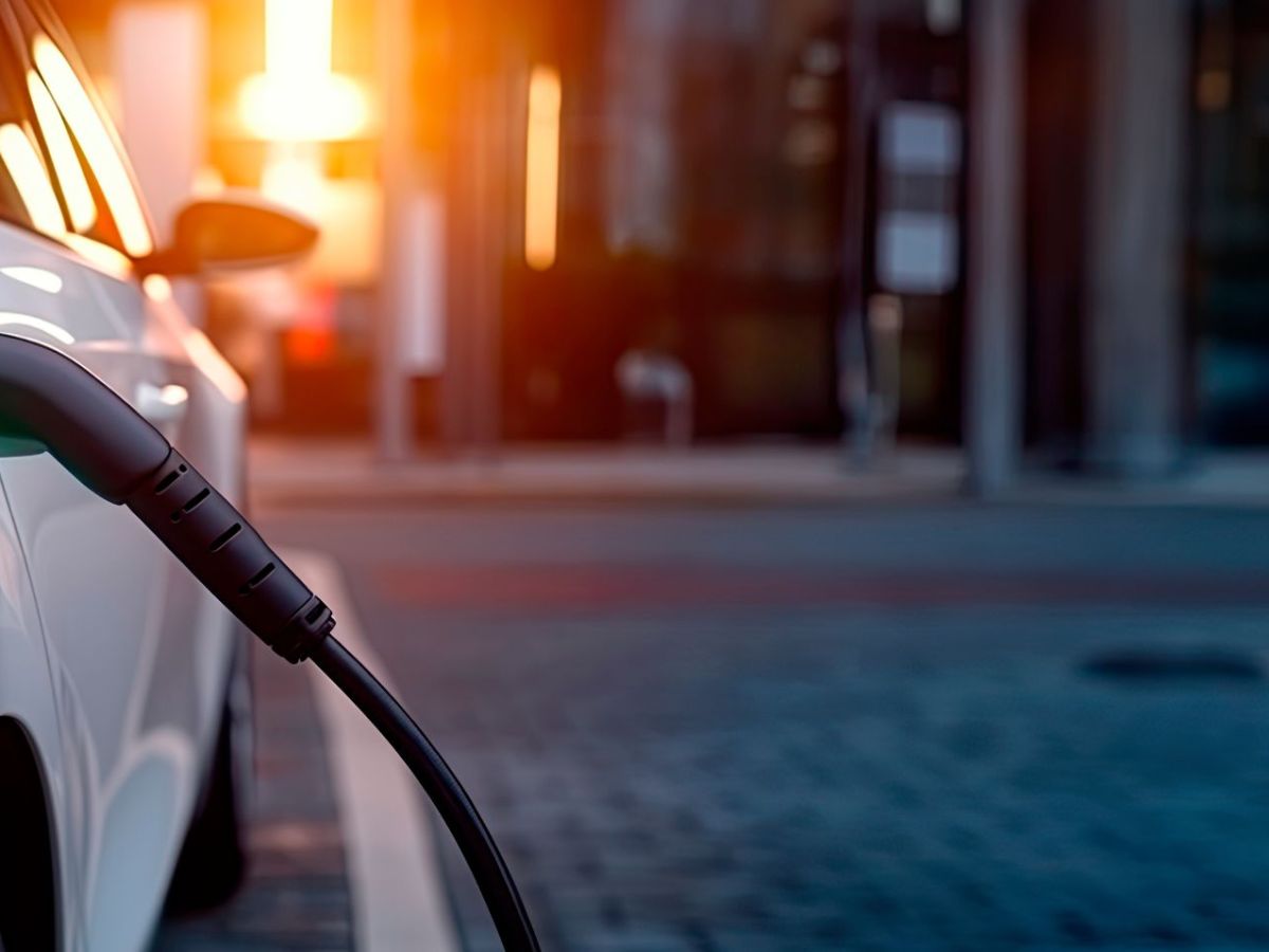 Ein Elektroauto wird aufgeladen.