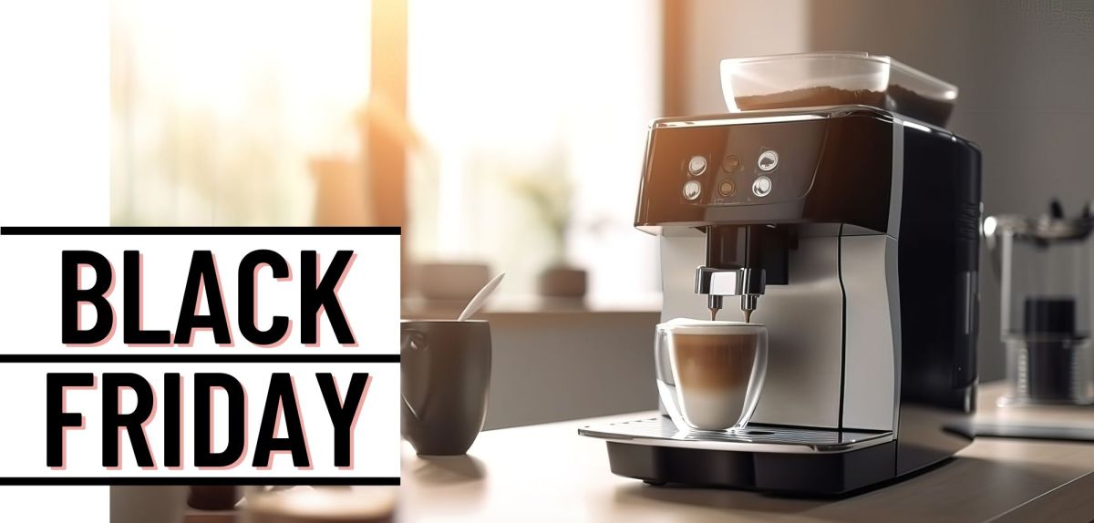 Kaffeemaschine daneben Black Friday Banner