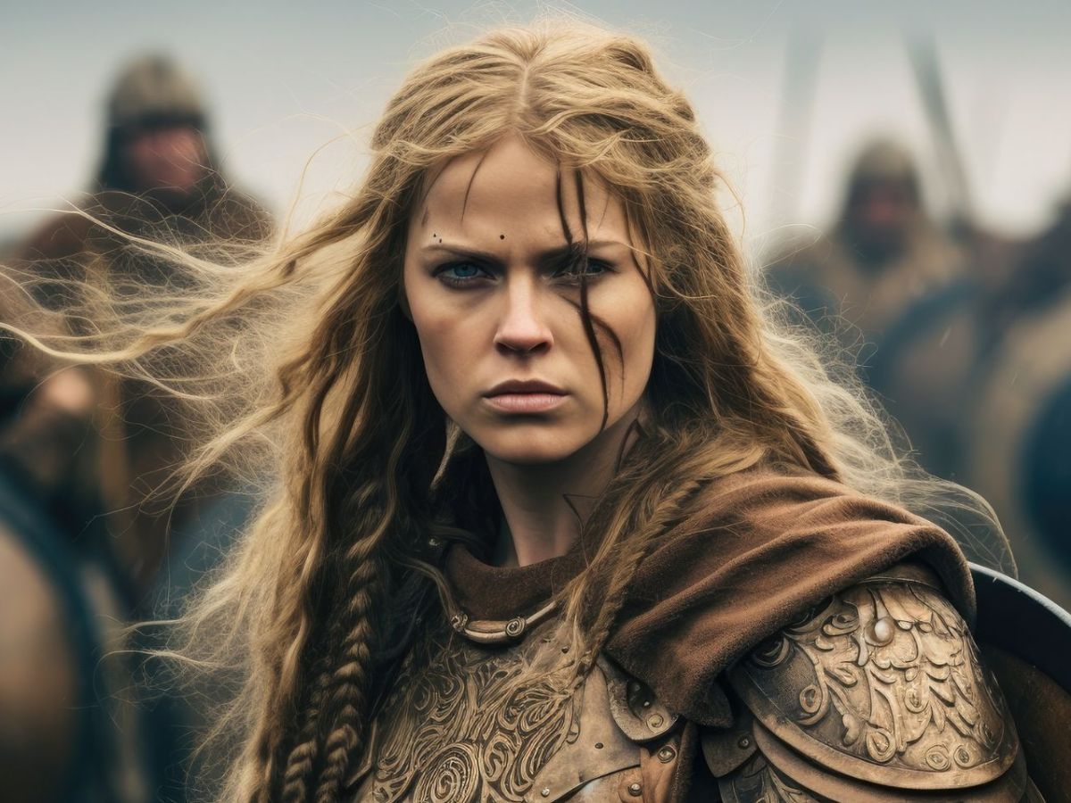Wikinger Frau schaut grimmig