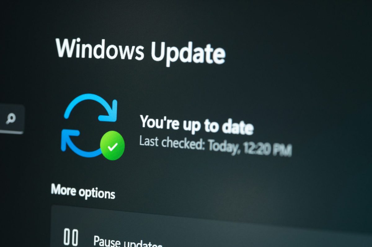 Anzeige eines vollendeten Windows 10 Update.