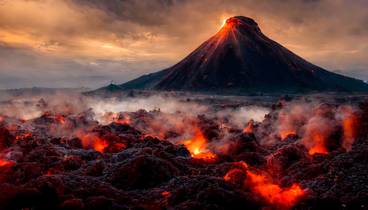 Ein Vulkan aus der Ferne