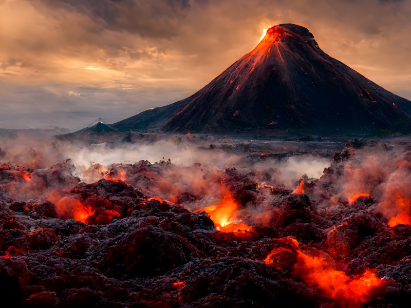 Ein Vulkan aus der Ferne