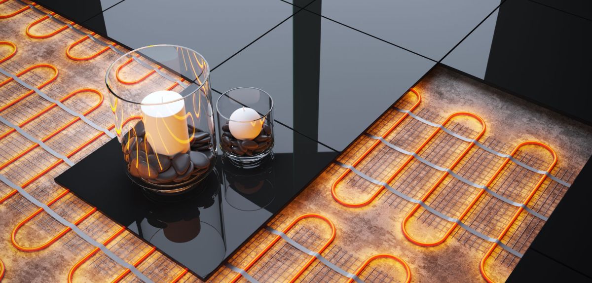 3D-Grafik einer Fußbodenheizung