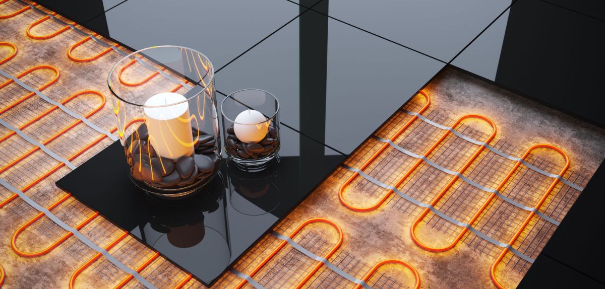 3D-Grafik einer Fußbodenheizung