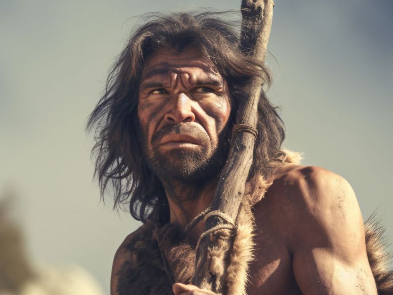 KI-generiertes Bild eines Urzeitmenschen.