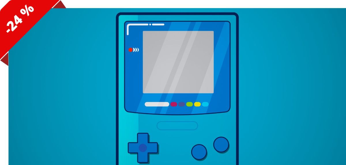 Game Boy-Alternative auf blauem Grund