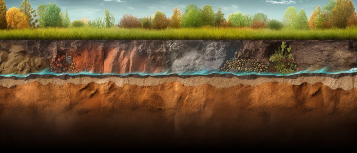 Illustration des Grundwassers unter der Erde