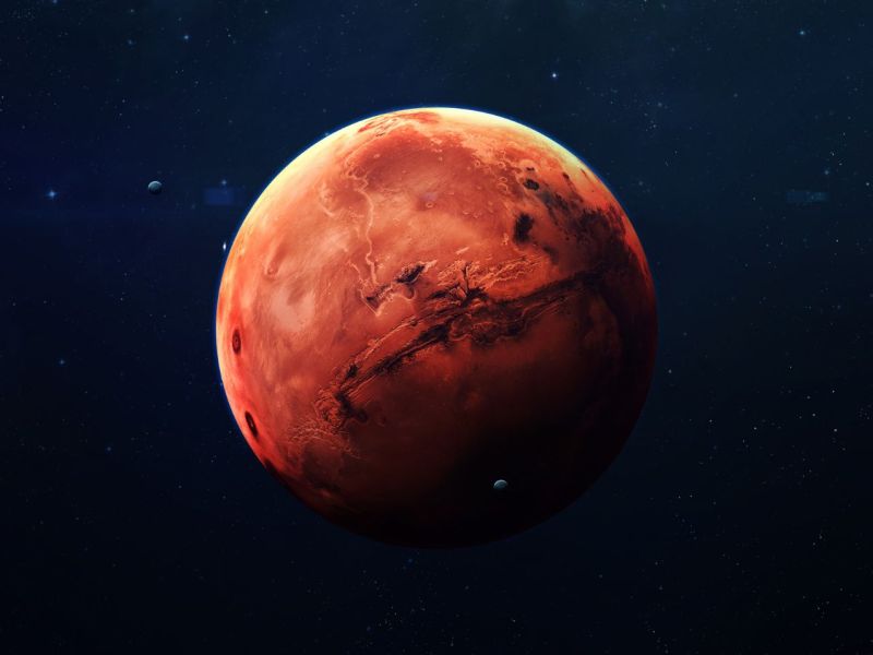 Digitale Darstellung des Mars.