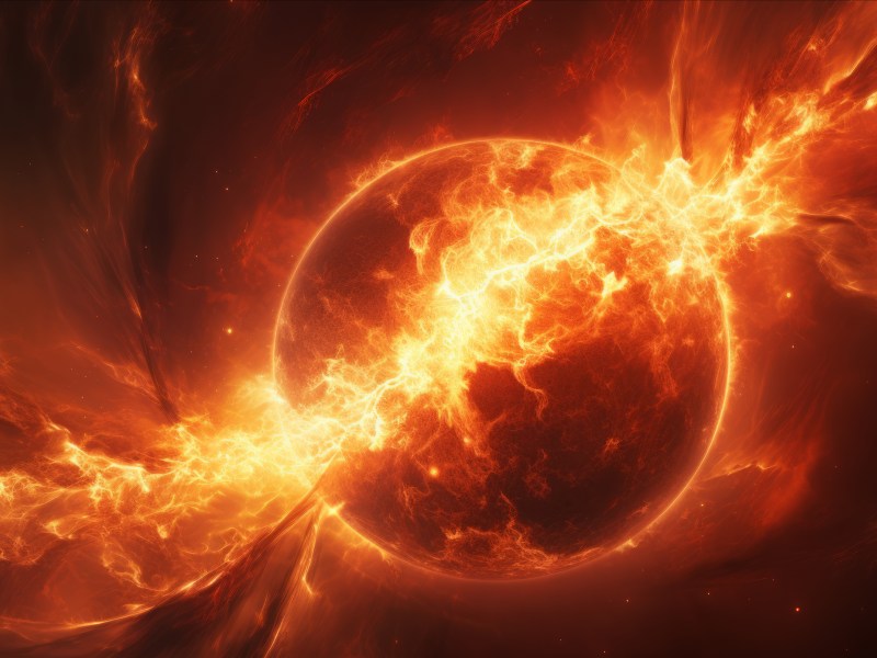 KI-generiertes Bild eines starken Sonnensturms