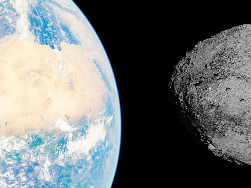Ein Asteroid näher sich der Erde.