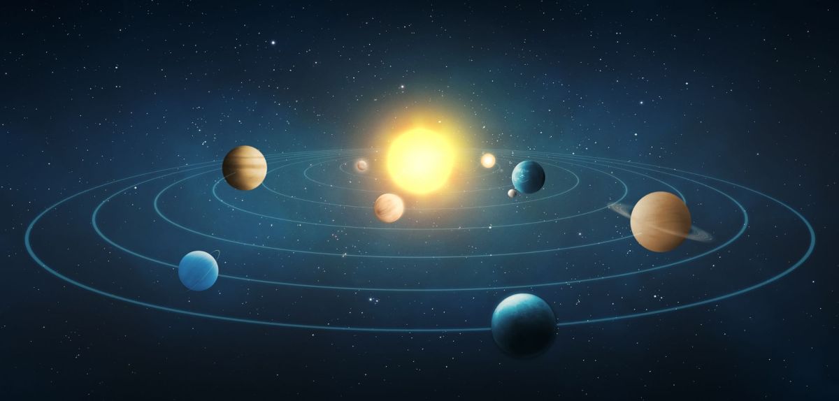 Grafische Darstellung des Sonnensystems.