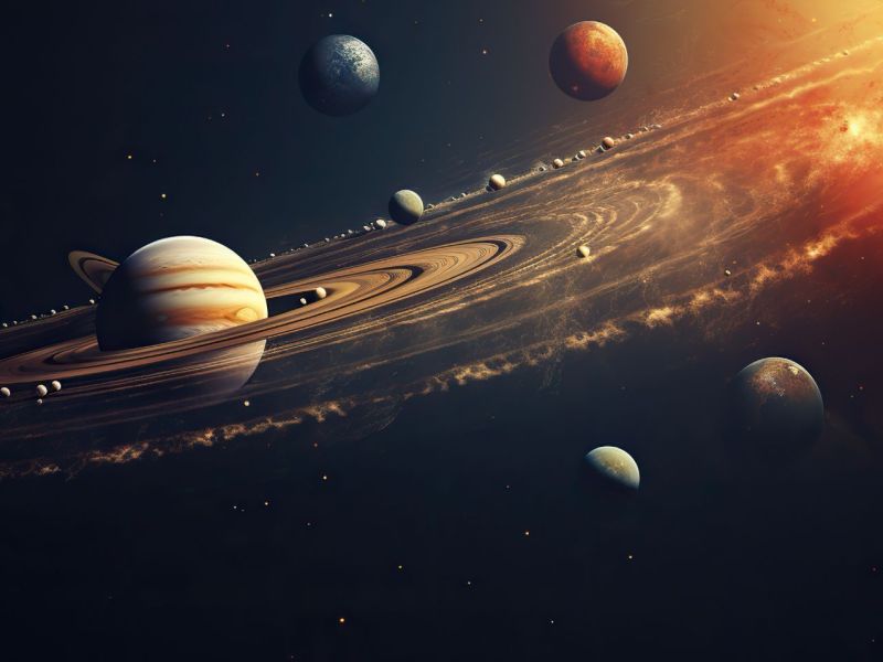 Grafische Darstellung des Sonnensystems.