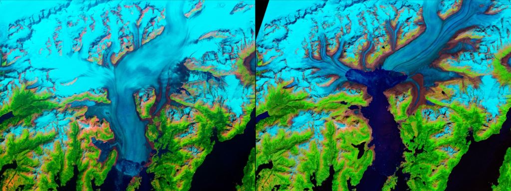 Schmelze des Columbia-Gletschers, Alaska: 28. Juli 1986 - 2. Juli 2014
