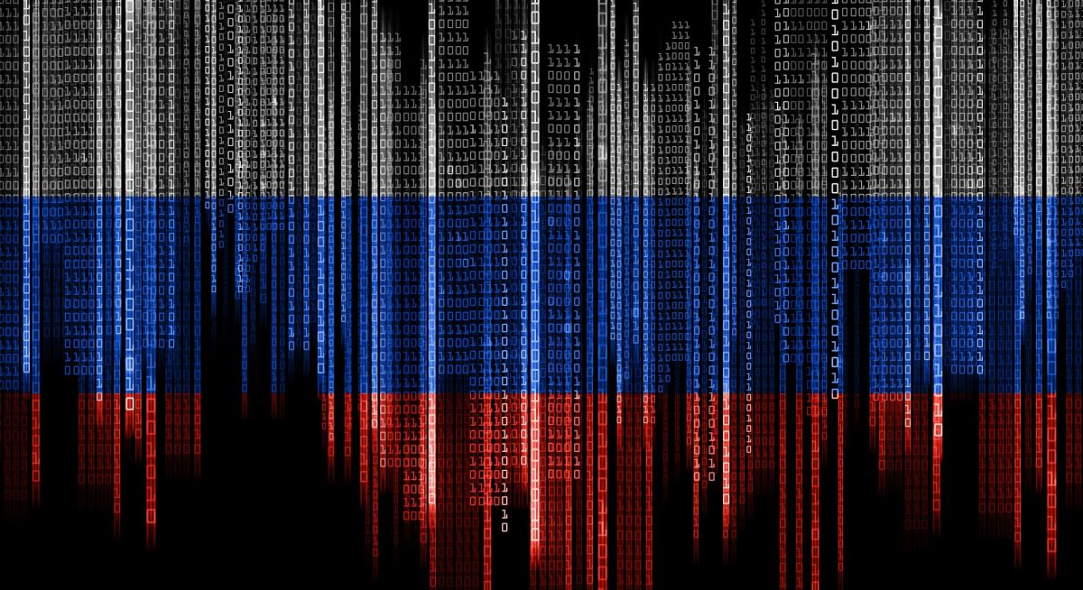 Code-Strings in den Farben der russischen Flagge