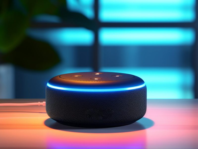 KI-generiertes Bild eines Amazon Echos auf einem Tisch