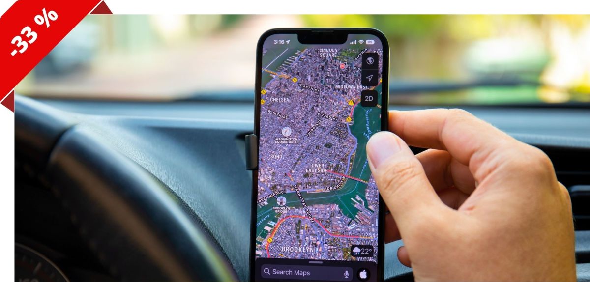 iPhone 14 in einer Handyhalterung