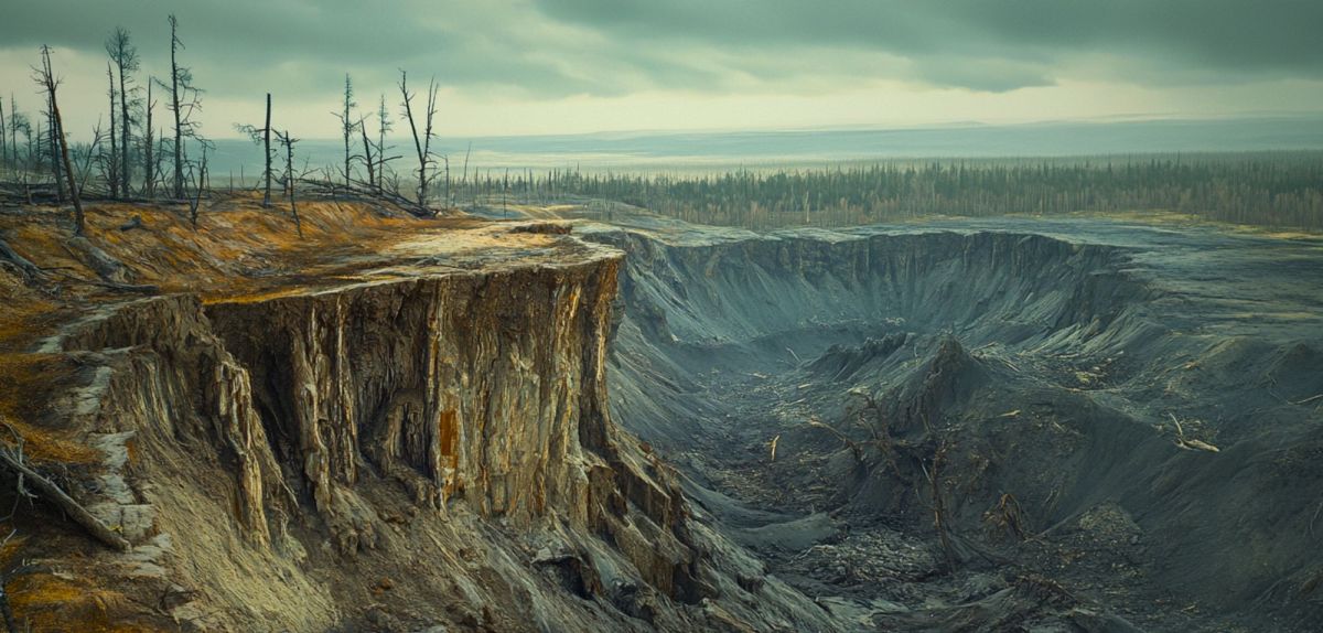 KI-generiertes Bild des Batagaika-Kraters