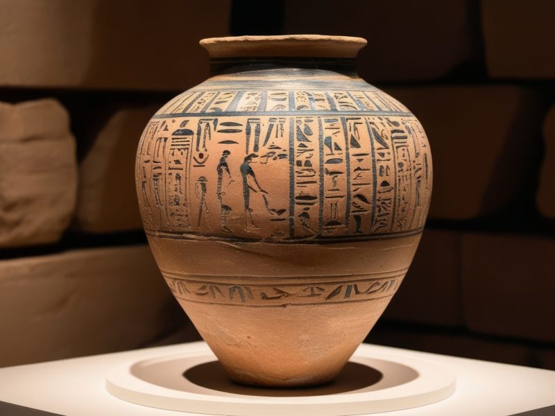 KI-generiertes Bild einer Vase mit Hieroglyphen