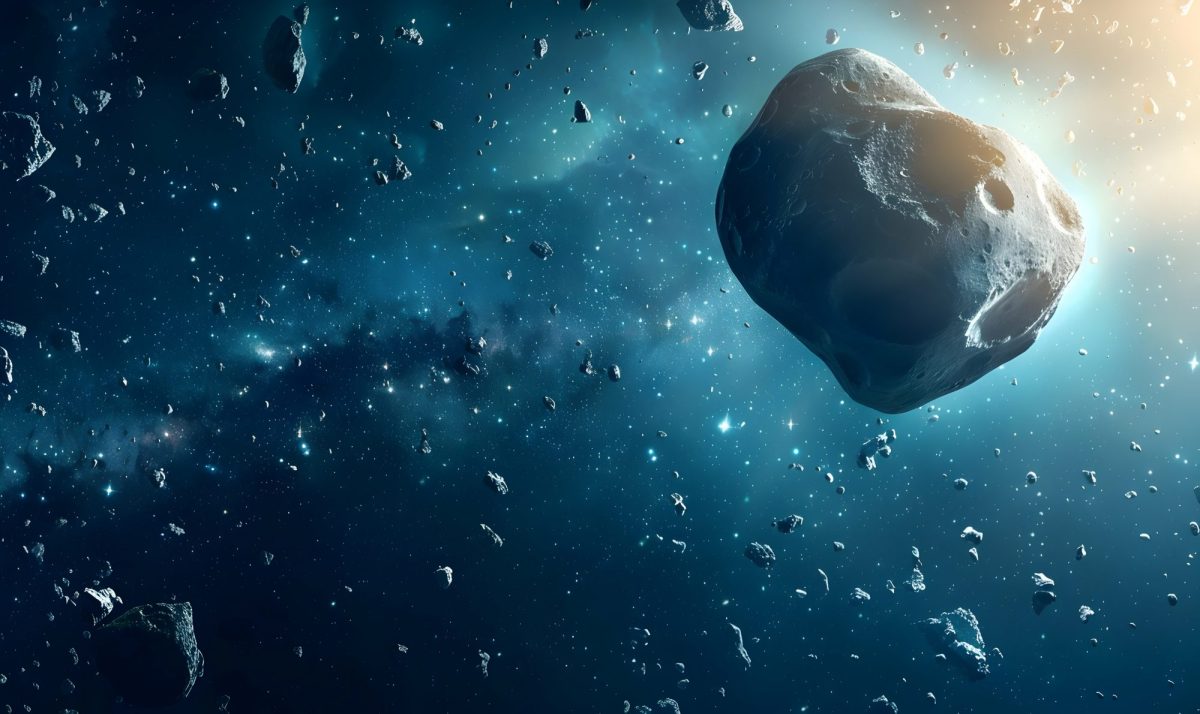 KI-generiertes Bild eines Asteroiden im Weltall.