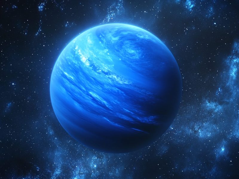 KI-generiertes Bild von Neptun im Weltall.