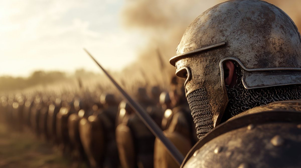 KI-Render von Rüstungen als archäologischer Fund.