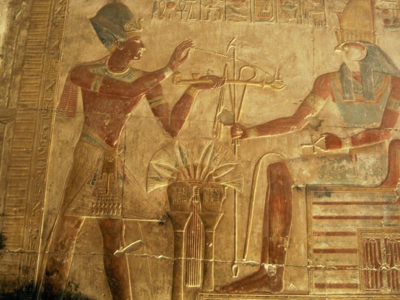 Ägyptische Wandmalereien als archäologischer Fund.