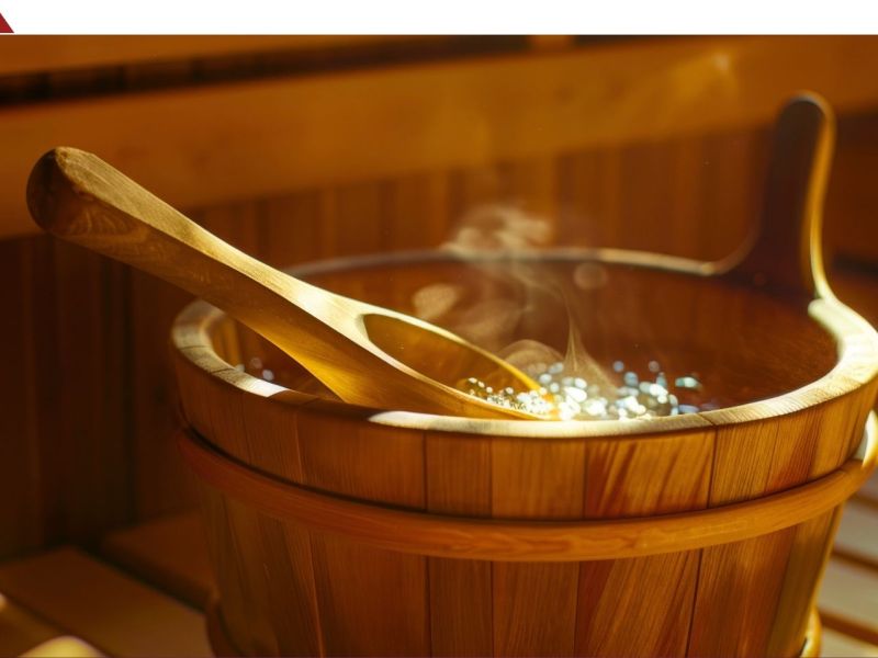 Aufgusseimer in einer Dampfsauna