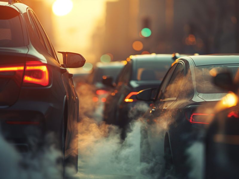 Autos im Stau im Stadtverkehr.