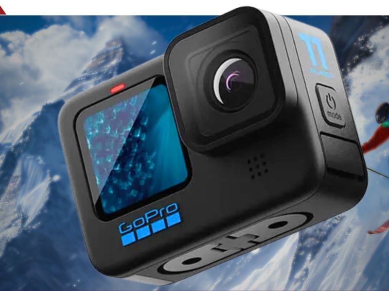 GoPro HERO11 Black vor einem Skigebiet