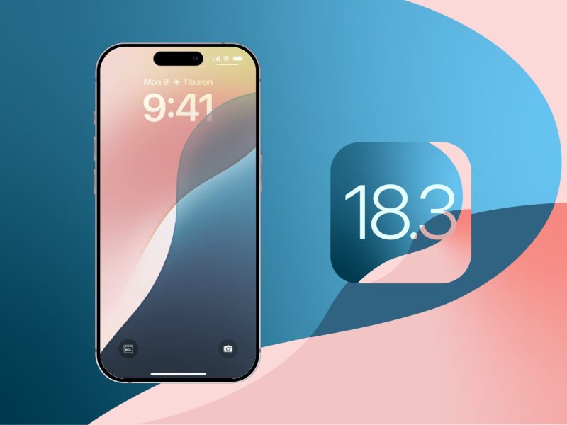 Abbildung eines iPhones neben dem iOS 18.3-Logo.