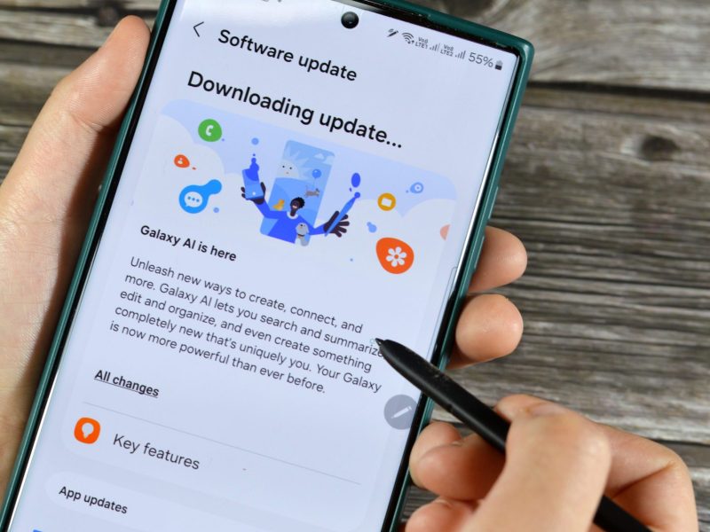 Update-Fenster auf einem Samsung-Gerät.