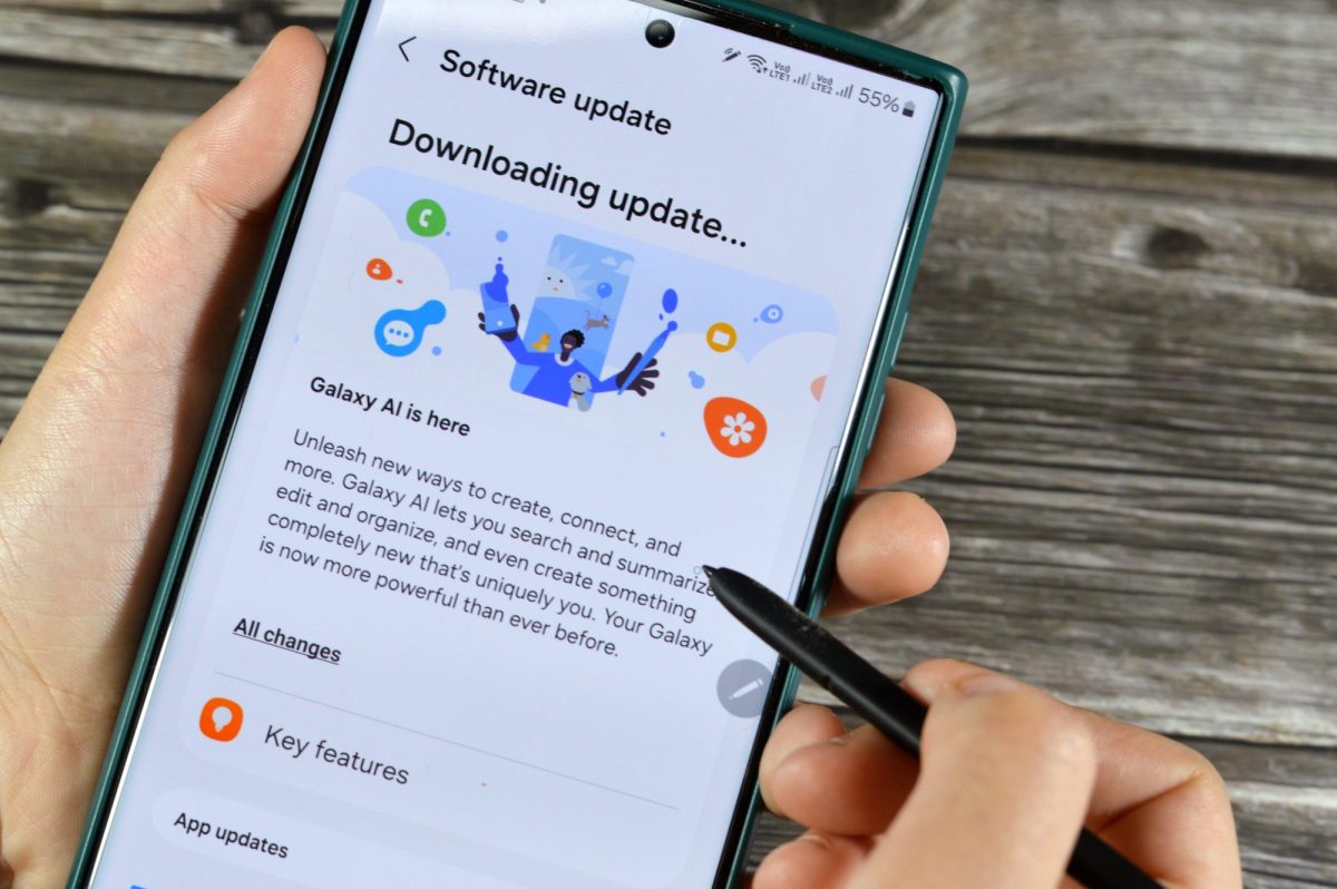 Update-Fenster auf einem Samsung-Gerät.