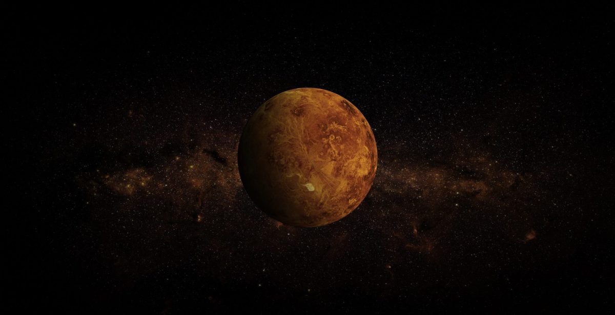Computergestützte Aufnahme der Venus im Weltall.