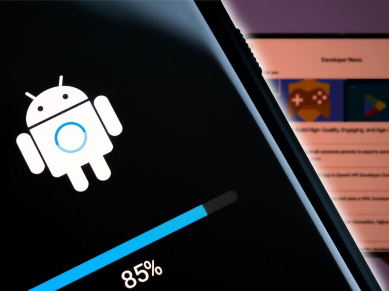 Ladebildschirm auf einem Android-Handy.