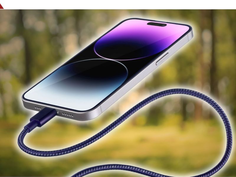 Smartphone an einem Kabel